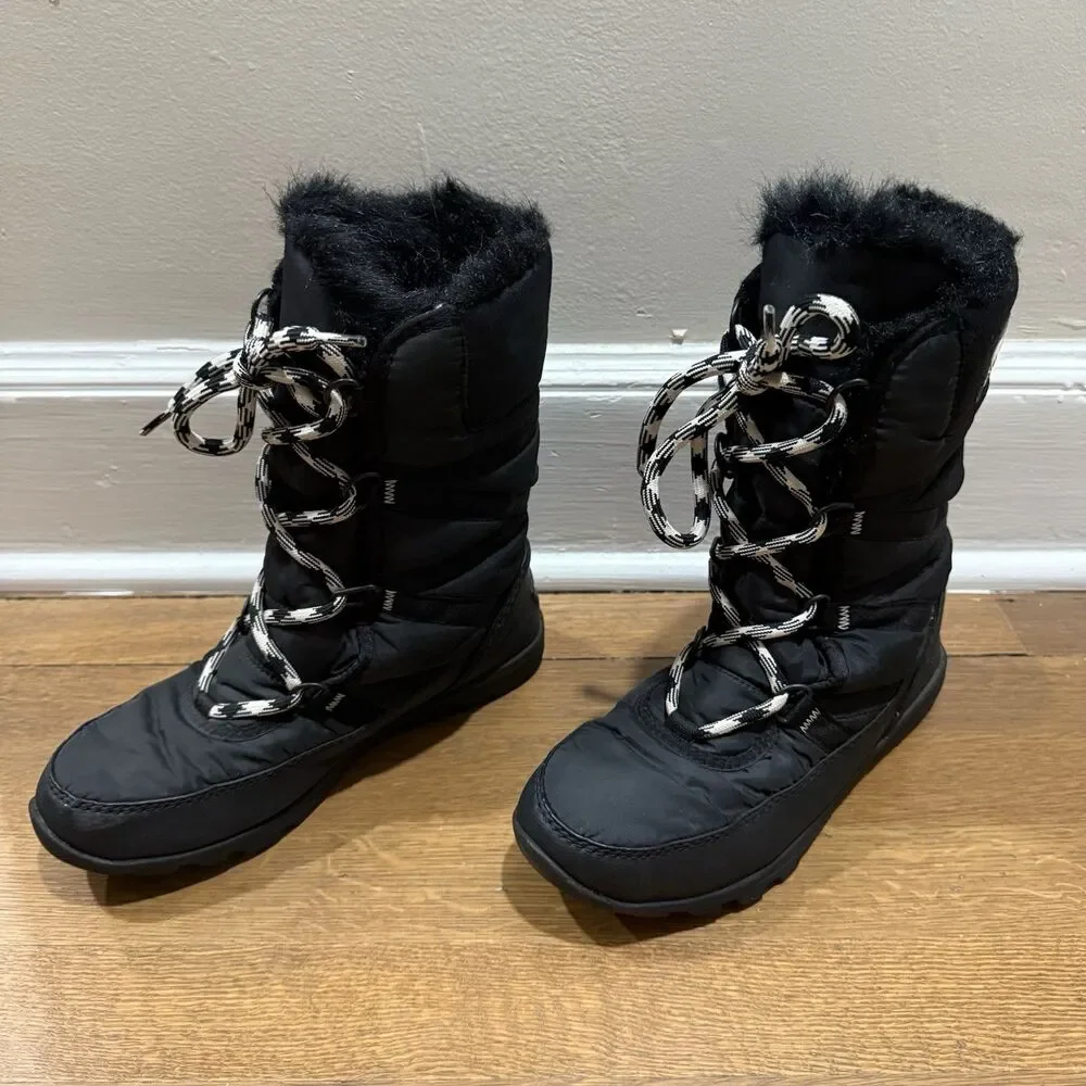 Sorel Whitney Tall Lace 2 Waterproof Cozy Black Winter Snow Boots Women Sz 7.5